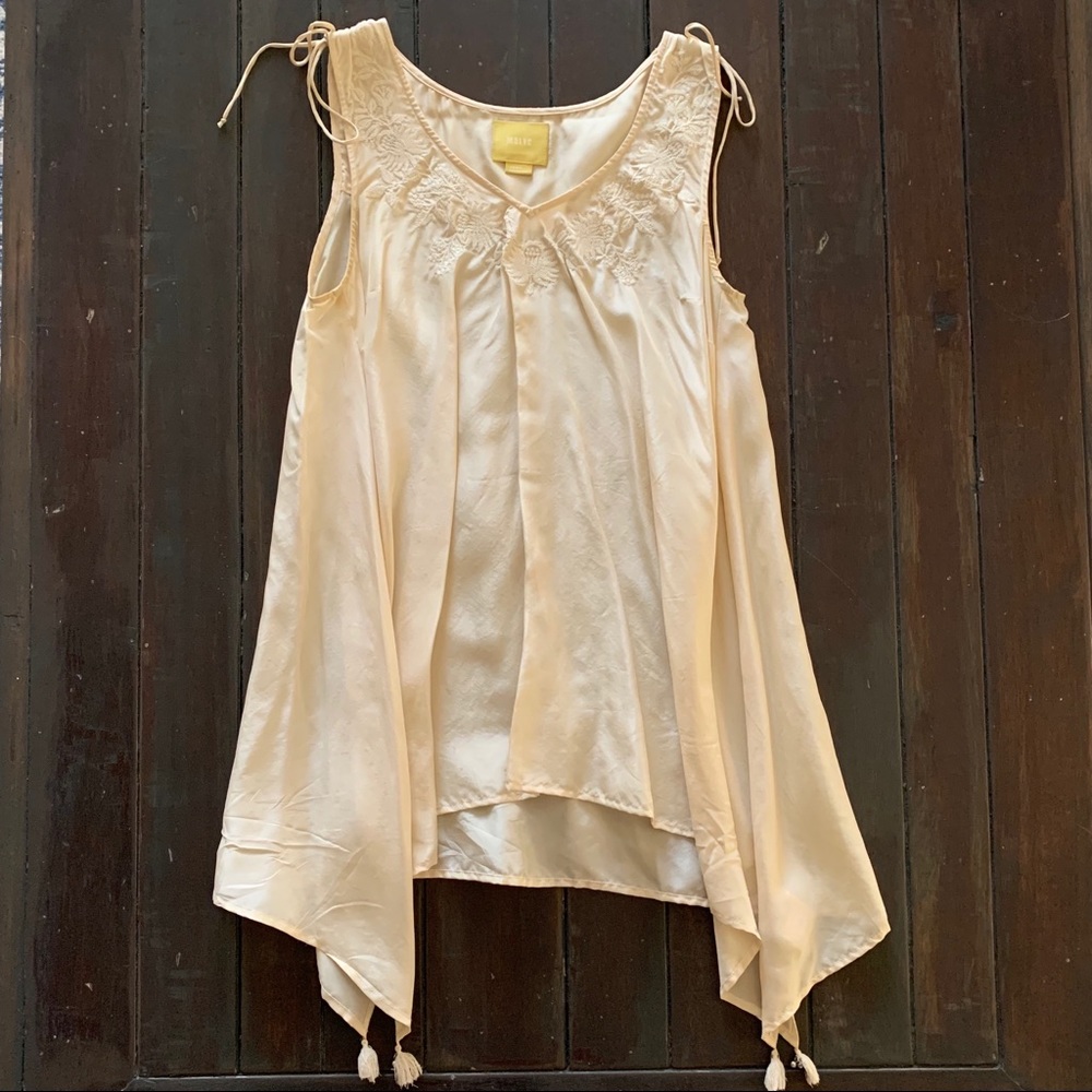 Anthropologie Ivory Silk Top